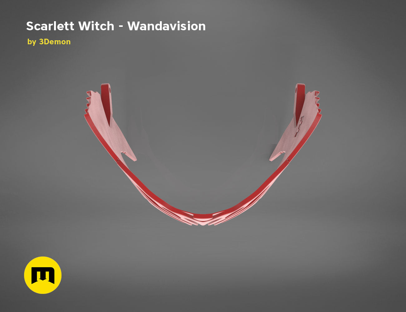 3D model render of Scarlet Witch Wandavision headpiece, red energy arcs, Marvel cosplay accessory