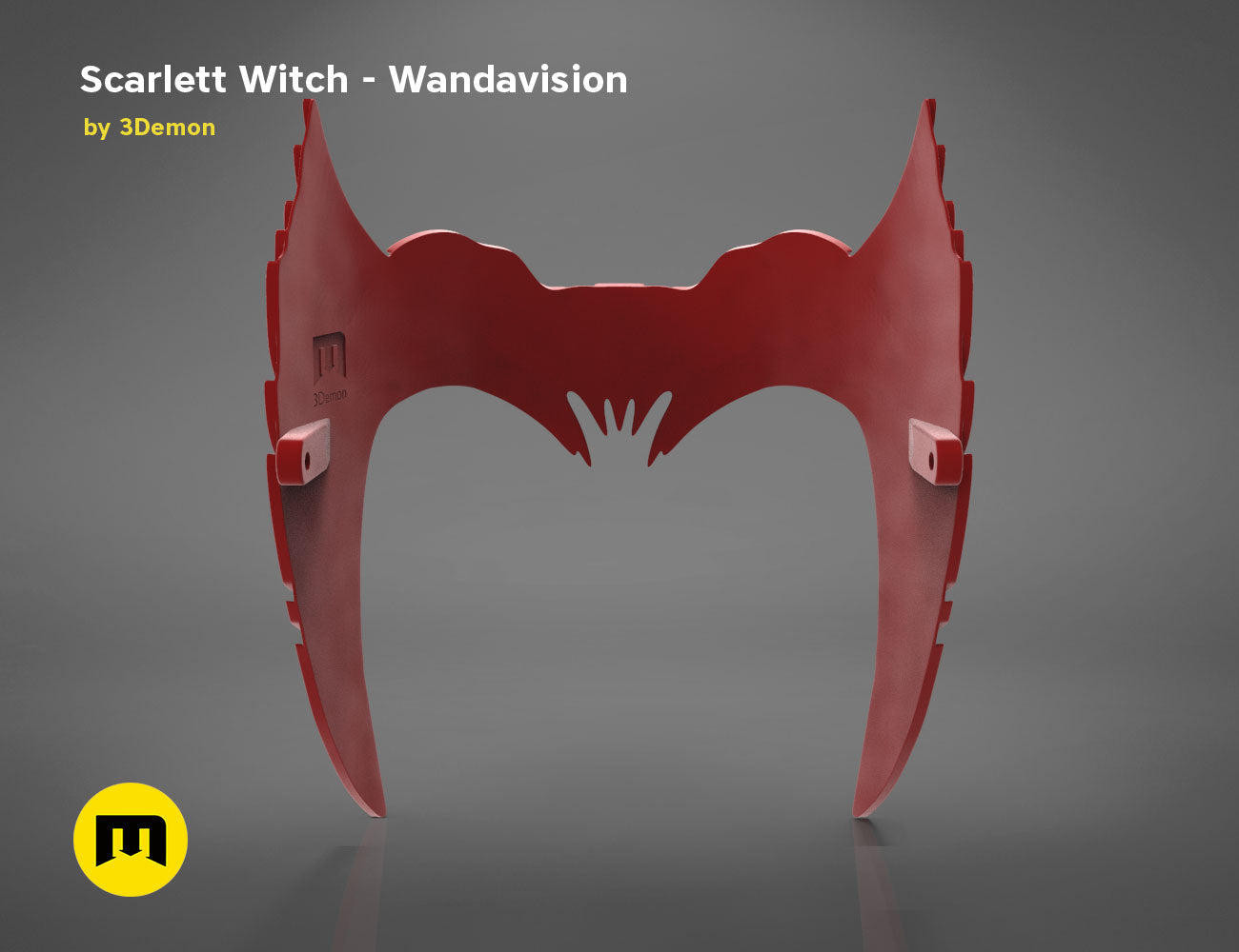 3D model render of Scarlet Witch Wandavision headpiece, red pointed horns, Marvel cosplay accessory