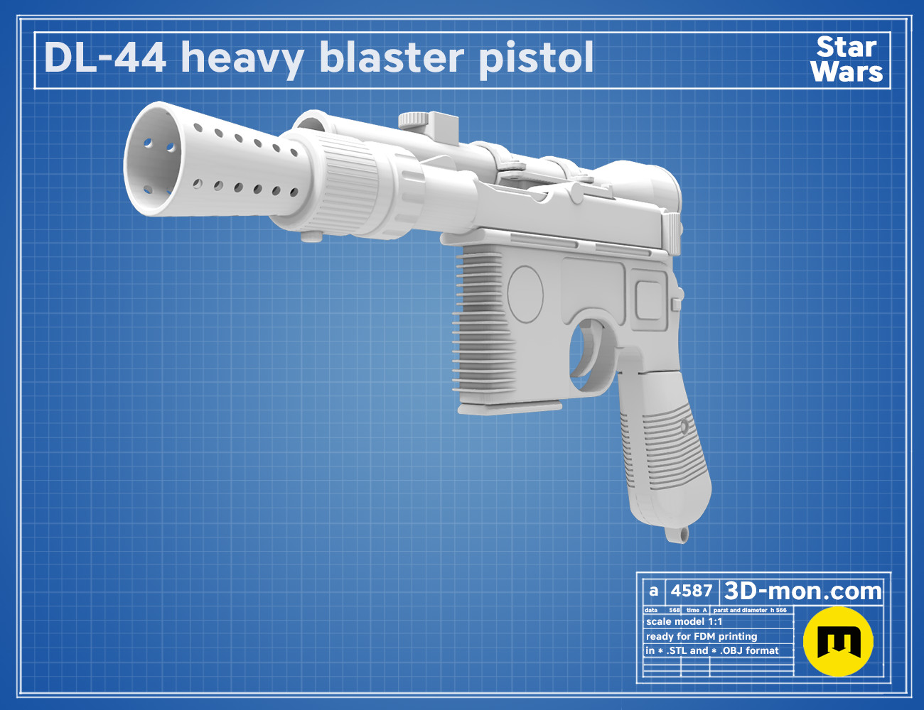 DL-44 Blaster Pistol – 3Demon - 3D print models download