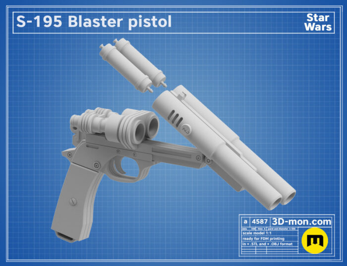 S-195 Qi'ra Blaster — 3D printable STL model