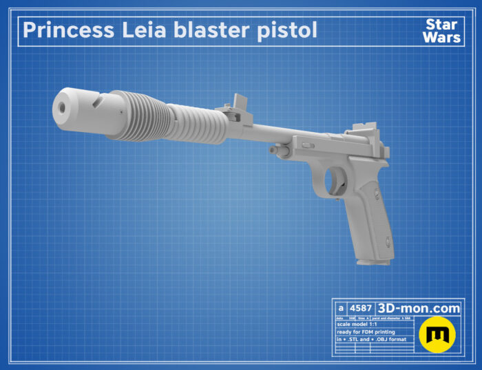 Princess Leia's Blaster — 3D printable STL model