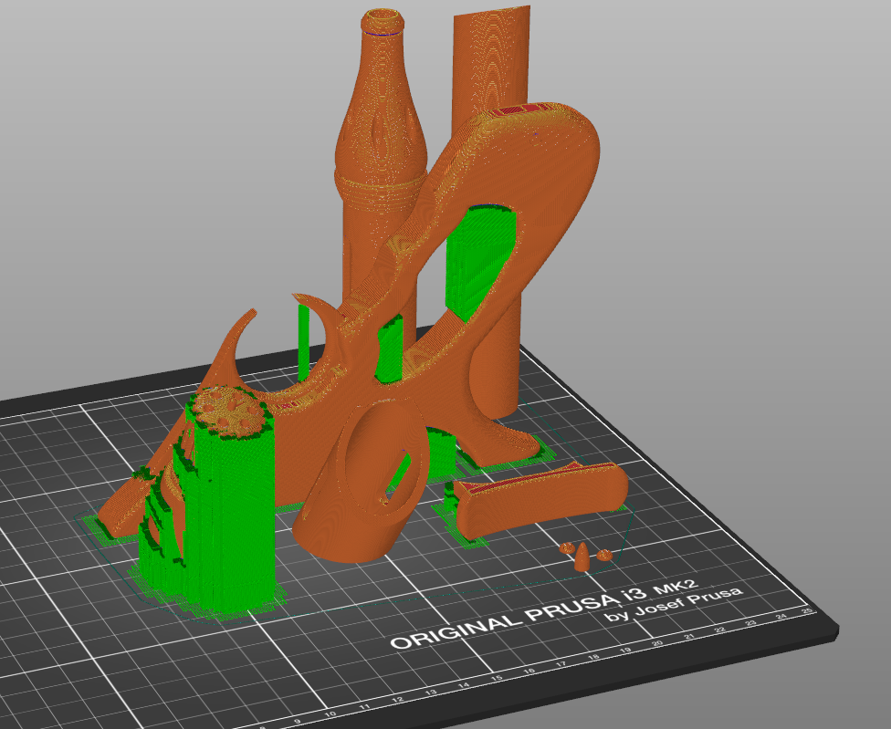 Color-coded parts breakdown of Westar-34 Jango Fett Blaster, orange/green assembly guide, 3D printed weapon cosplay prop