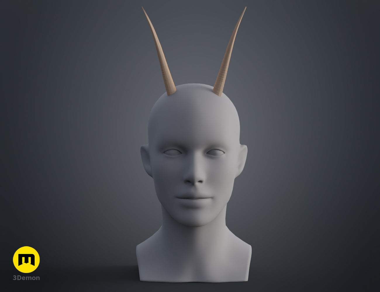 3D model render of Oribi horns, dual curved horns accessory for 3D print cosplay prop