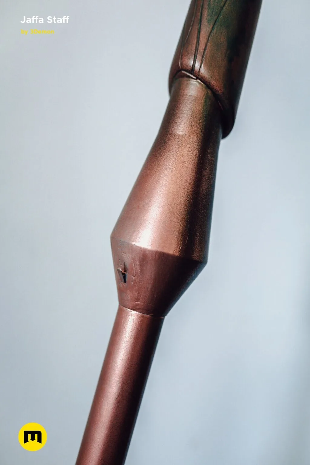 3D model render of Ma'Tok Jaffa Staff, polished bronze finish, 3D print cosplay weapon