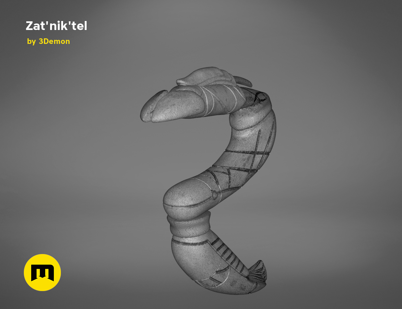 3D visualization of Zat'nik'tel Gun, futuristic sci-fi weapon 3D print cosplay prop