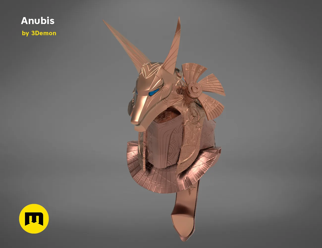 Anubis Helmet STL 3D print, side view showing design details