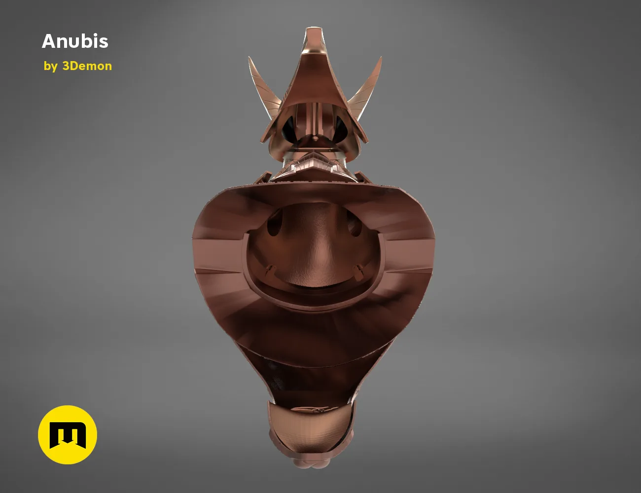 3D visualization of Anubis Helmet STL, side view of the design