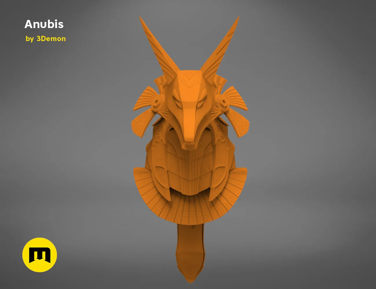 STL preview of Anubis Helmet STL, back detail of the design