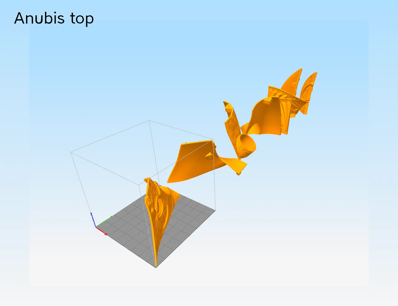 3D visualization of Anubis Helmet STL, side view of the design