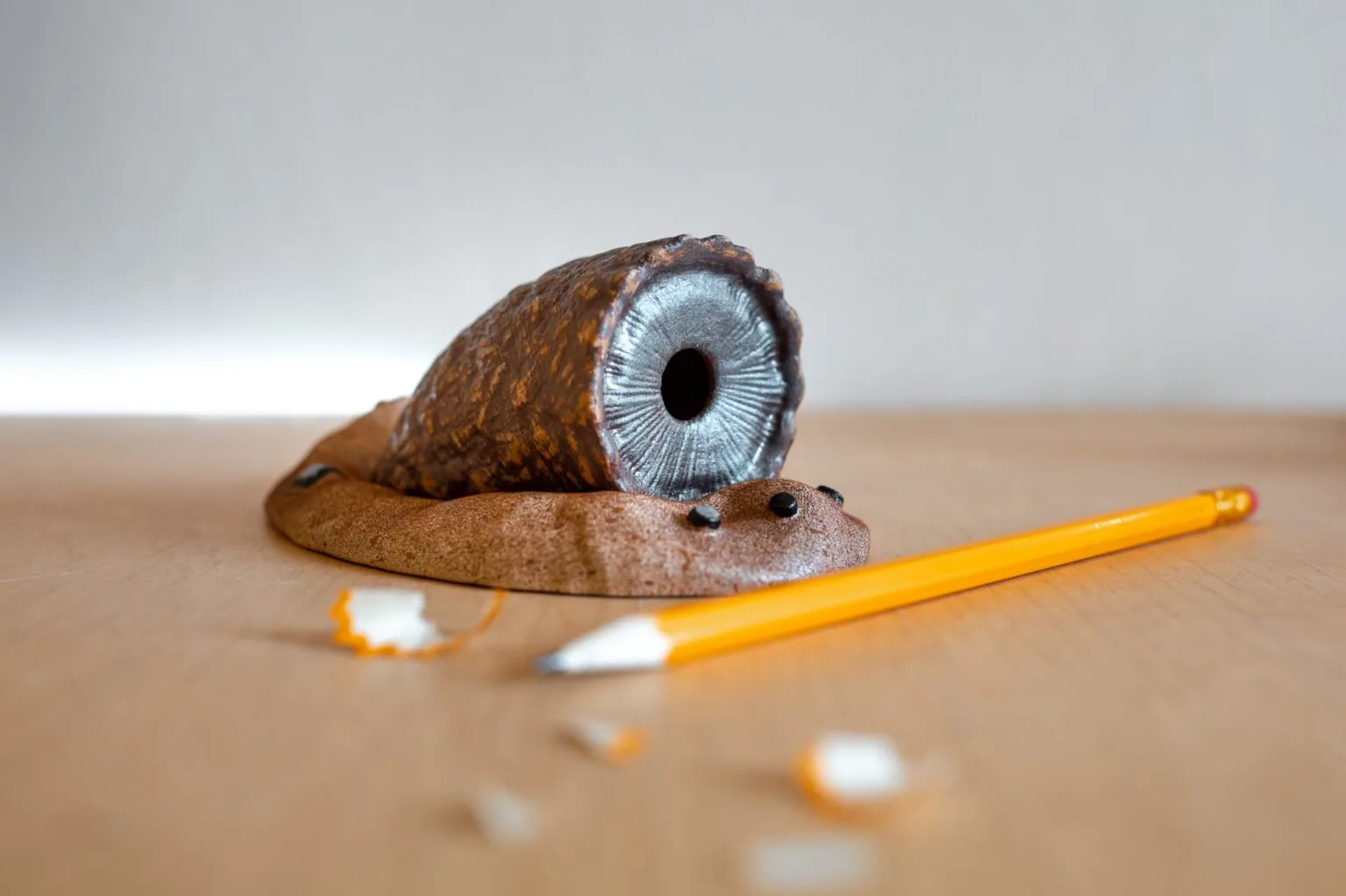 Disassembled parts of Sandworm Pencil Sharpener - Dune, 3D printed desert-themed pencil holder