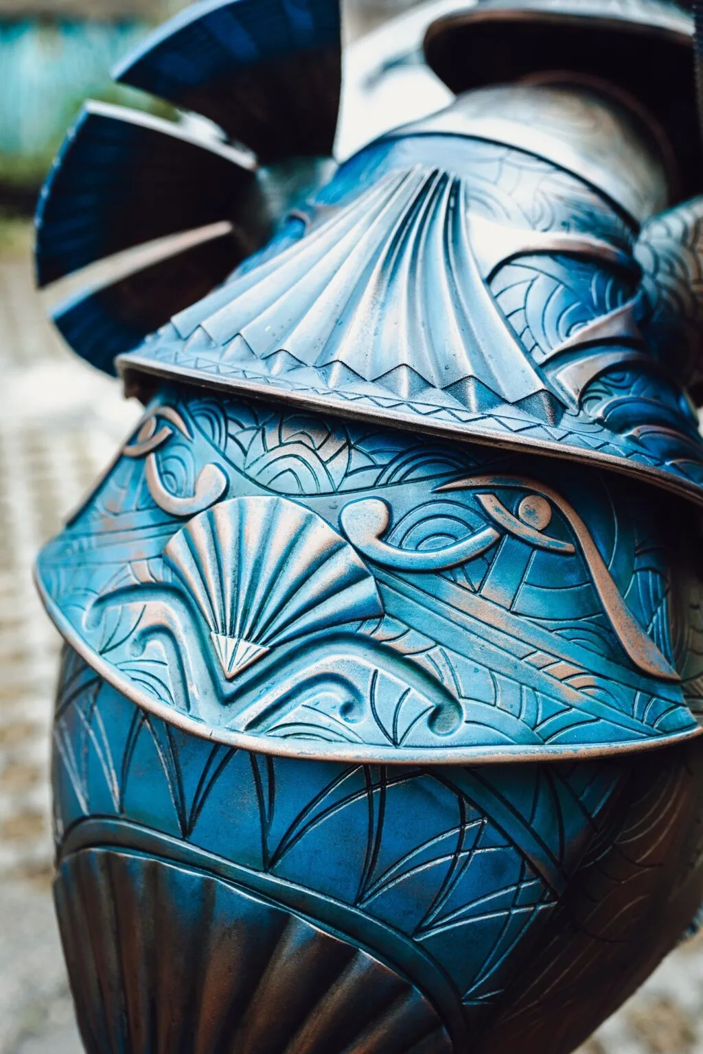 Photo of 3D printed Anubis Helmet, side view showing prop details