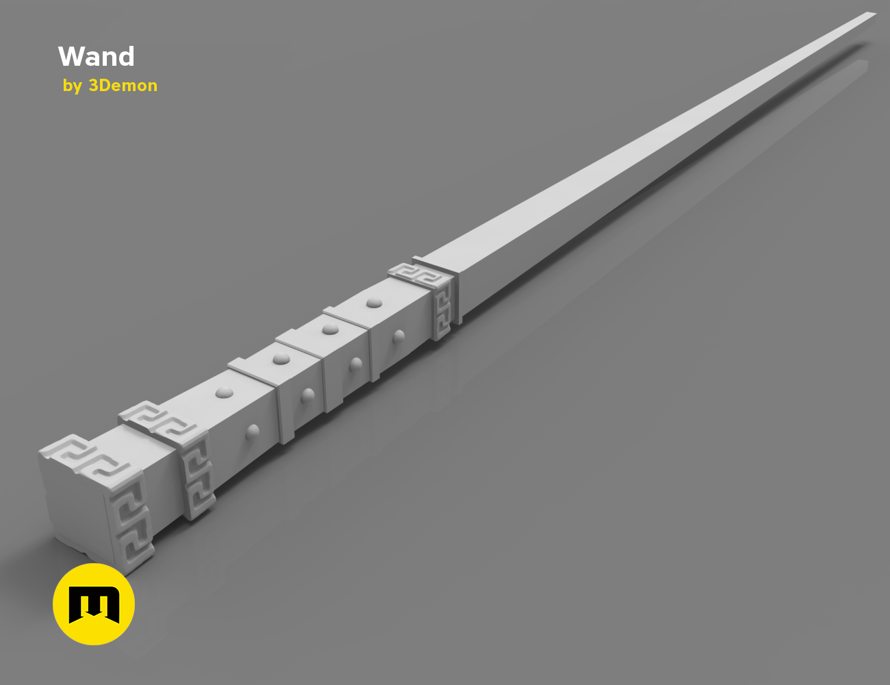 Radulph Spielman's Wand STL, sleek white 3D print cosplay prop, side view