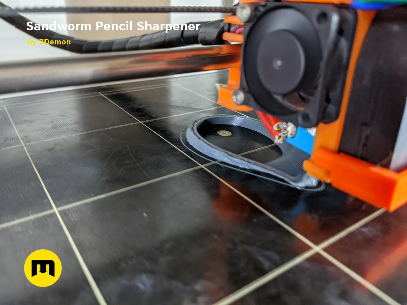 Color-coded parts breakdown of Sandworm Pencil Sharpener - Dune, orange/blue assembly guide, 3D print