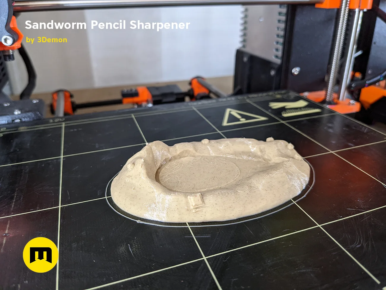 Clay render of Sandworm Pencil Sharpener - Dune, 3D print desk accessory with sand texture detail