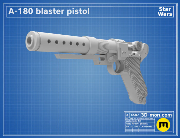 A-180 Blaster Pistol — 3D printable STL model