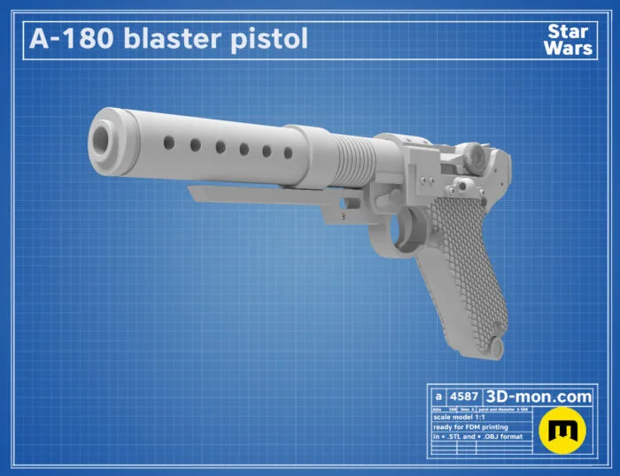 A-180 Blaster Pistol — 3D printable STL model