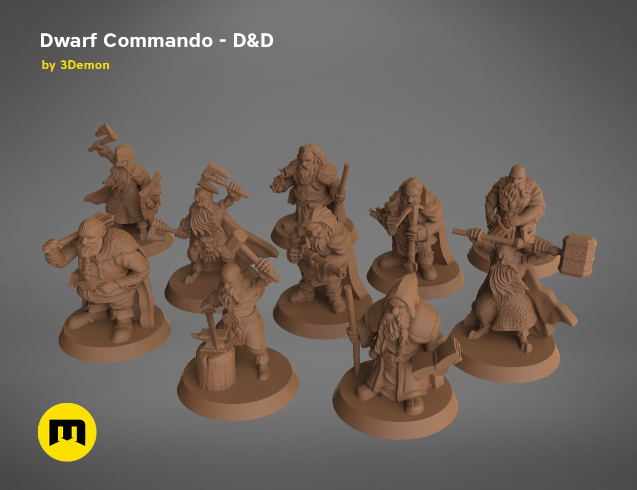 Dwarf Commando - D&D Set — 3D printable STL model