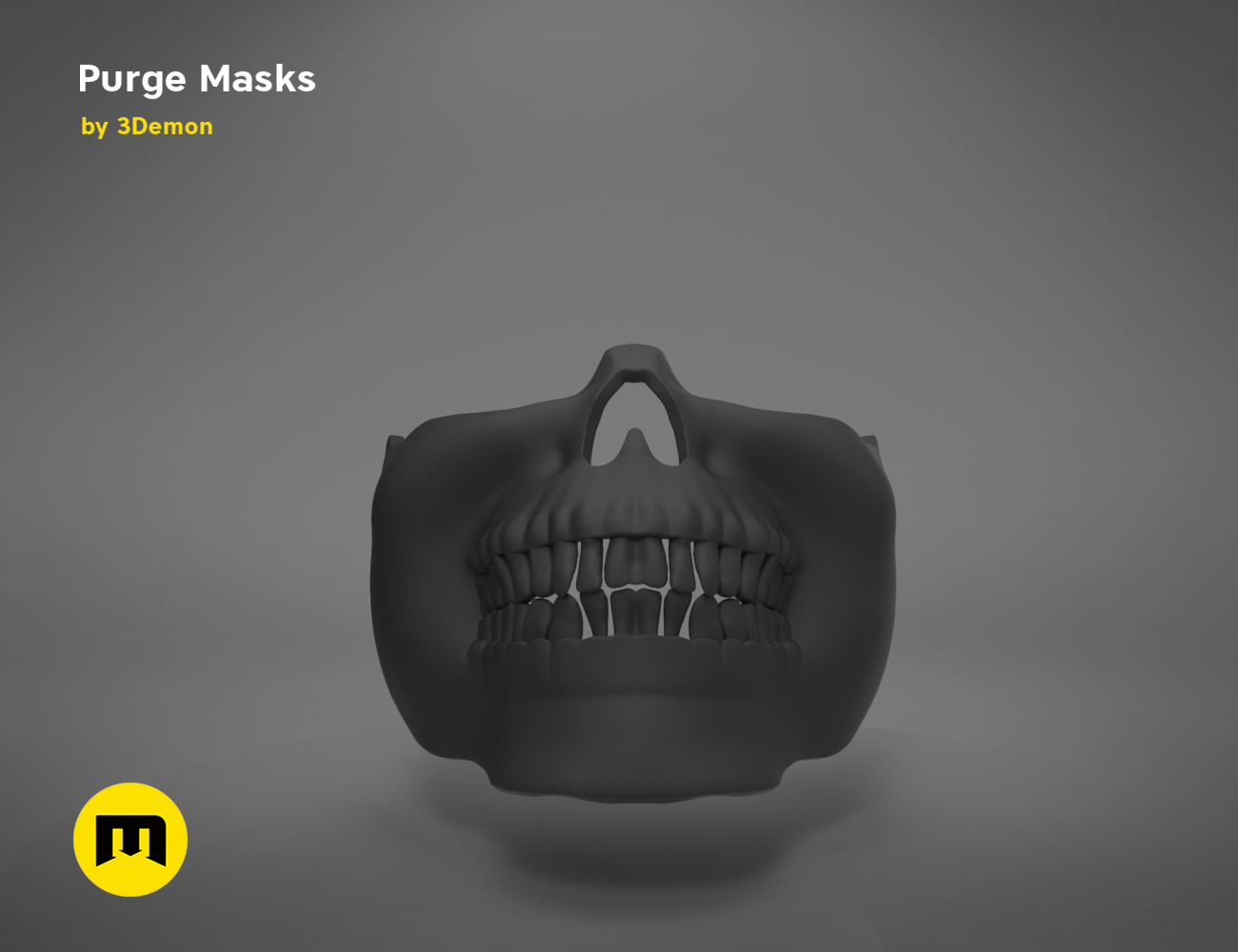 3D visualization of The Purge Mask STL, front view horror prop 3D print