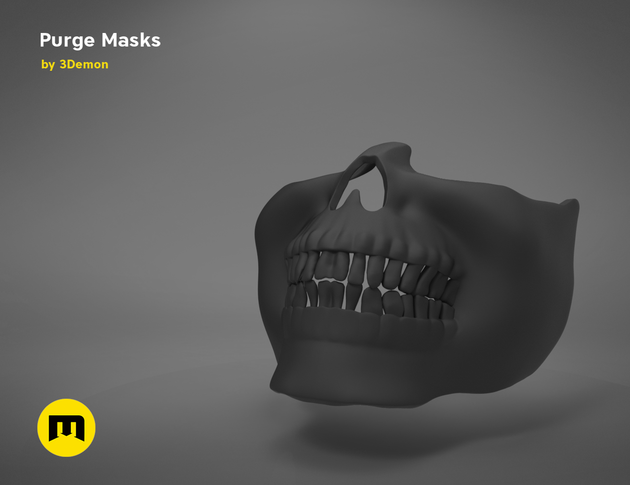 3D visualization of The Purge Mask STL, horror-themed 3D print cosplay prop, front view