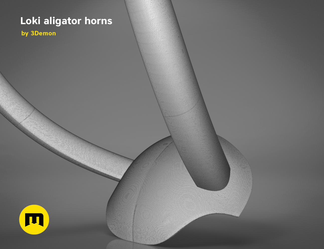 3D model render of Loki alligator helmet, twisted horns STL, Norse myth cosplay prop