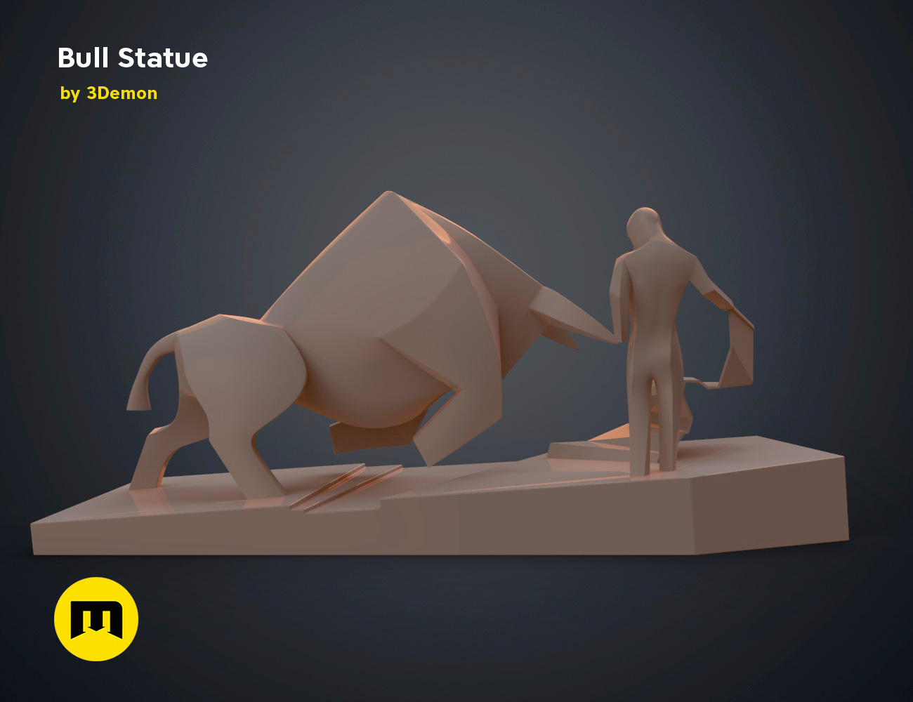 Distill Afrika Et kors Bull Statue – Dune – 3Demon - 3D print models download