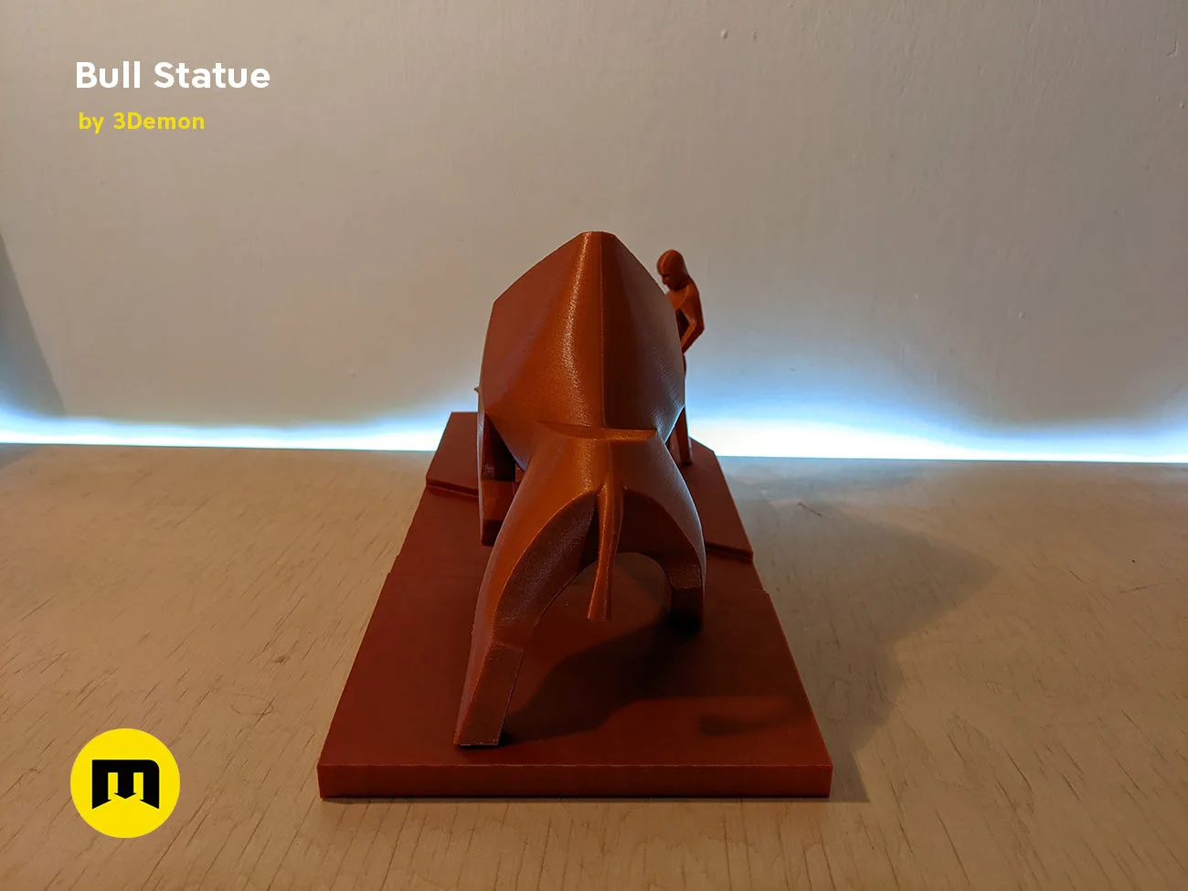 Lifestyle photo of 3D printed Bull Statue - Dune collectible figure, brown matte finish