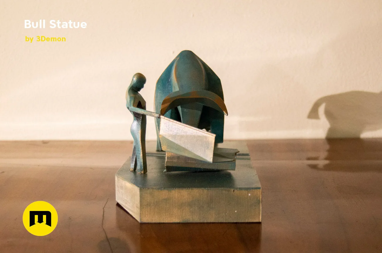 3D model render of Bull Statue - Dune, matte bronze finish, 3D print collectible figure