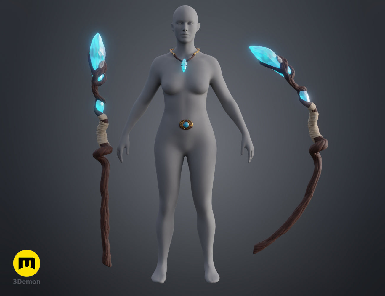 Kena: Bridge of Spirits - Staff Bow and Accessories — 3D printable STL model