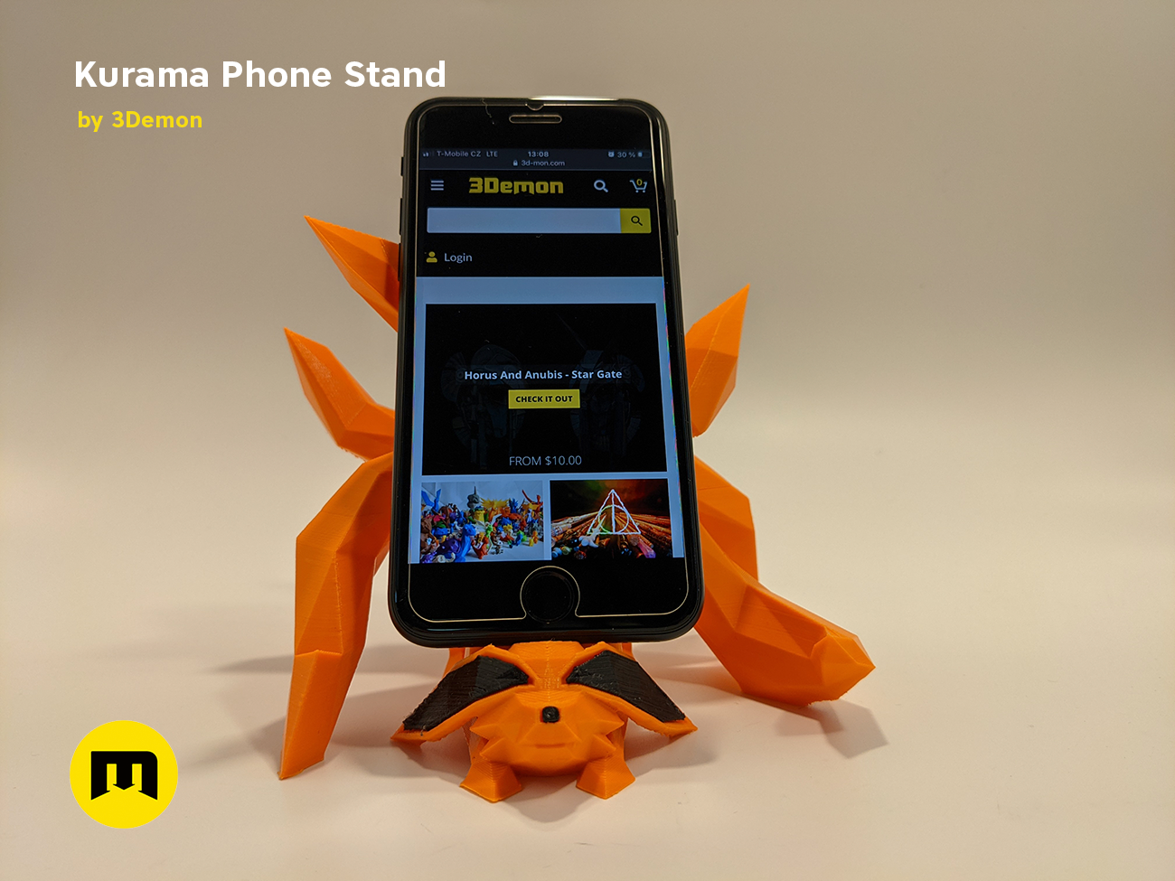 Kurama Phone Stand STL 3D print, side view showing design details