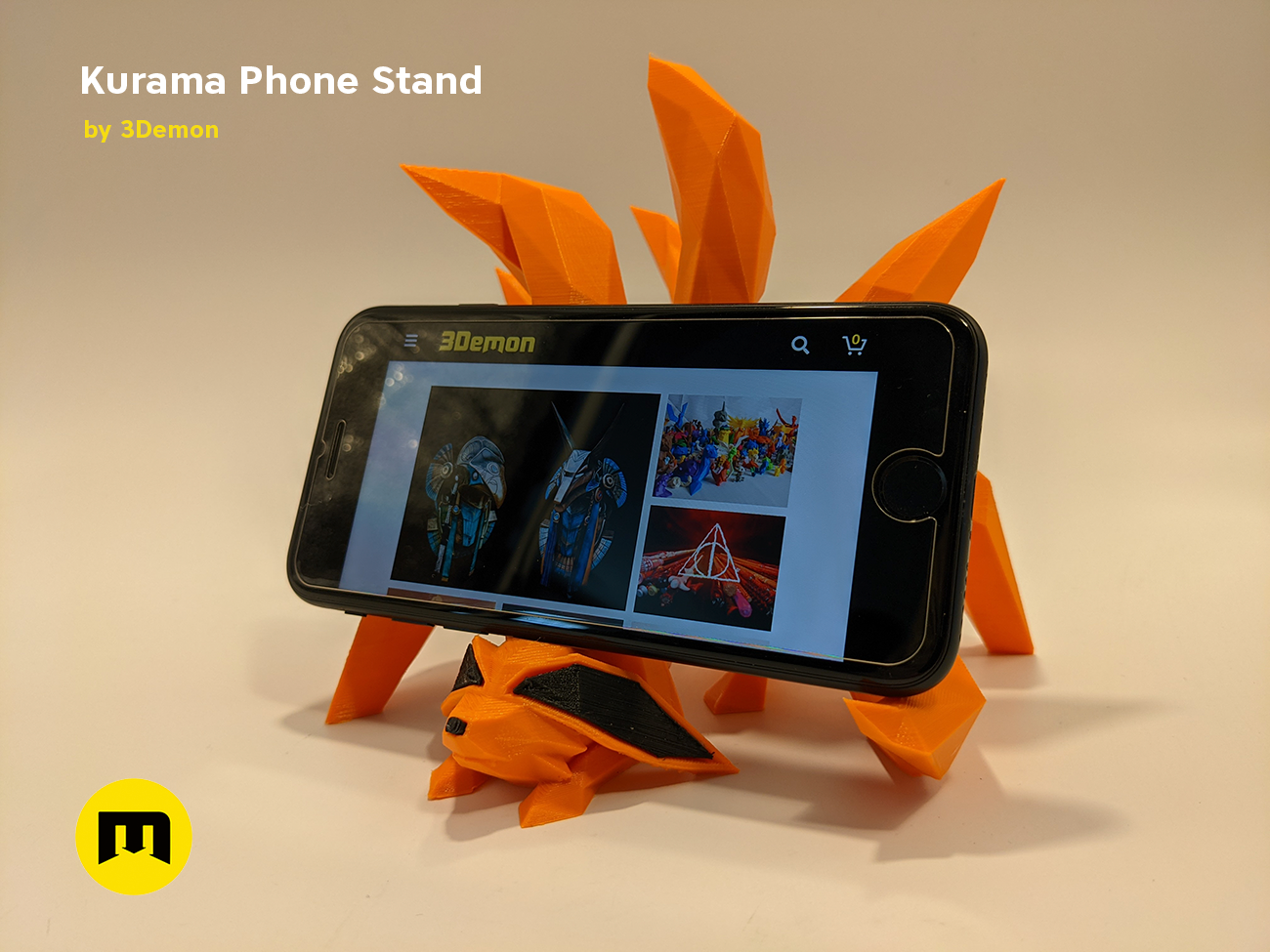 Kurama Phone Stand STL 3D print, rear view showing design details