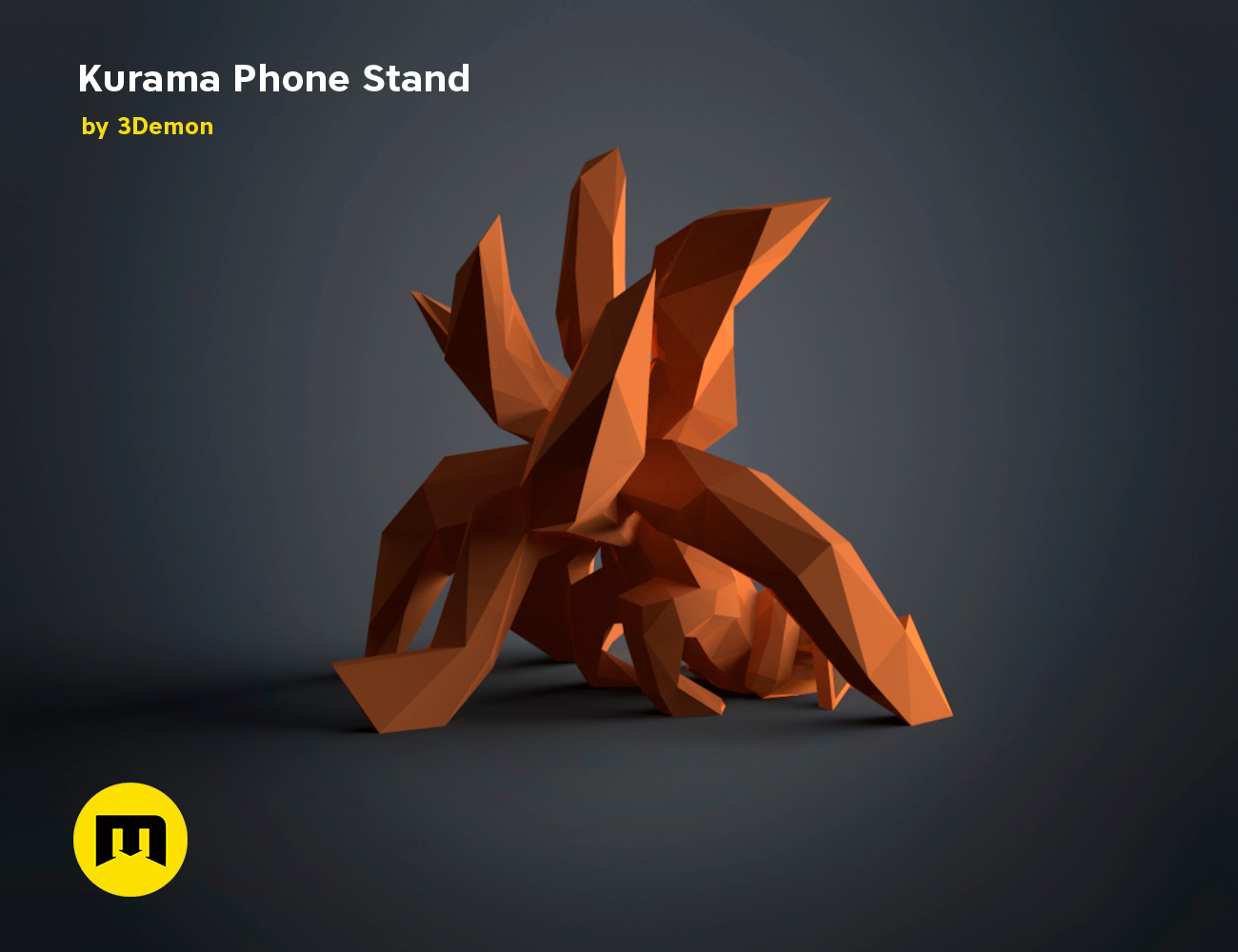 Kurama Phone Stand STL 3D print, side view showing design details