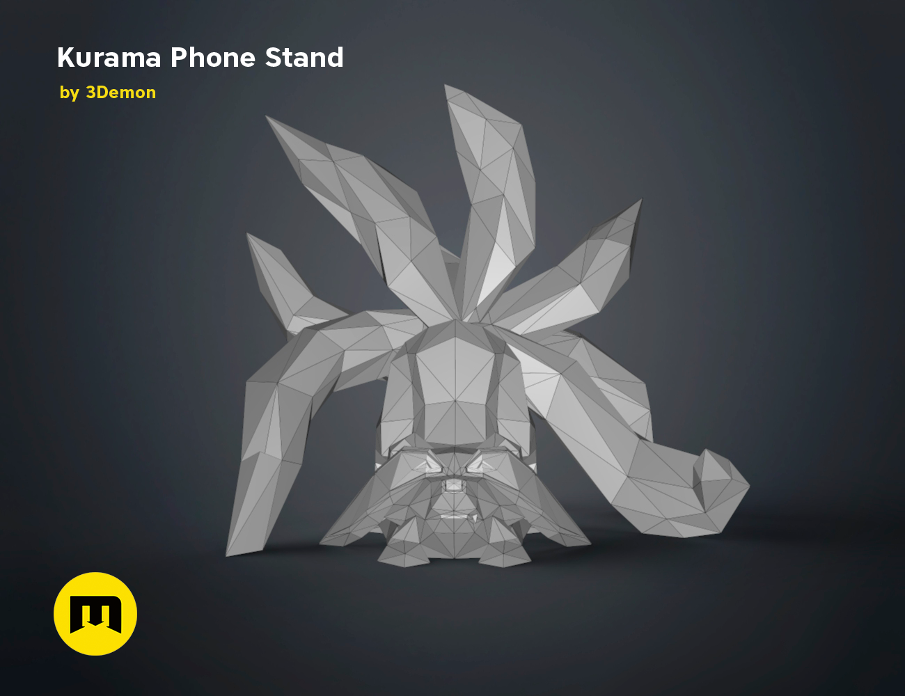 3D visualization of Kurama Phone Stand STL, side view of the design