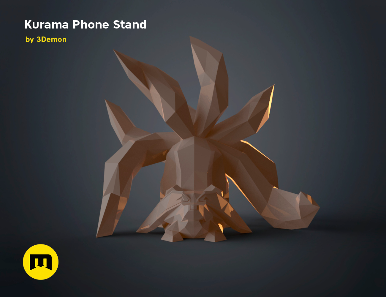 Kurama Phone Stand STL 3D print, rear view showing design details