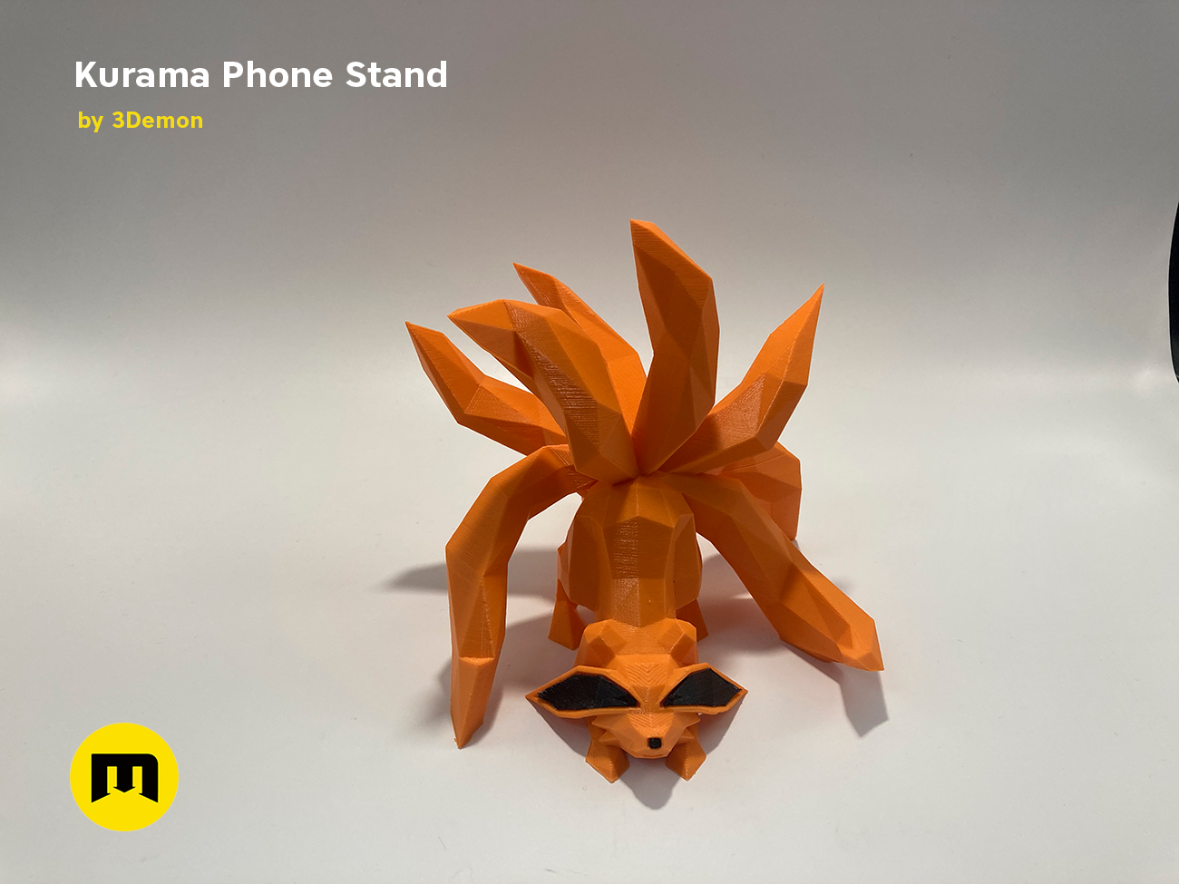 3D print preview of Kurama Phone Stand STL, rear view of the design