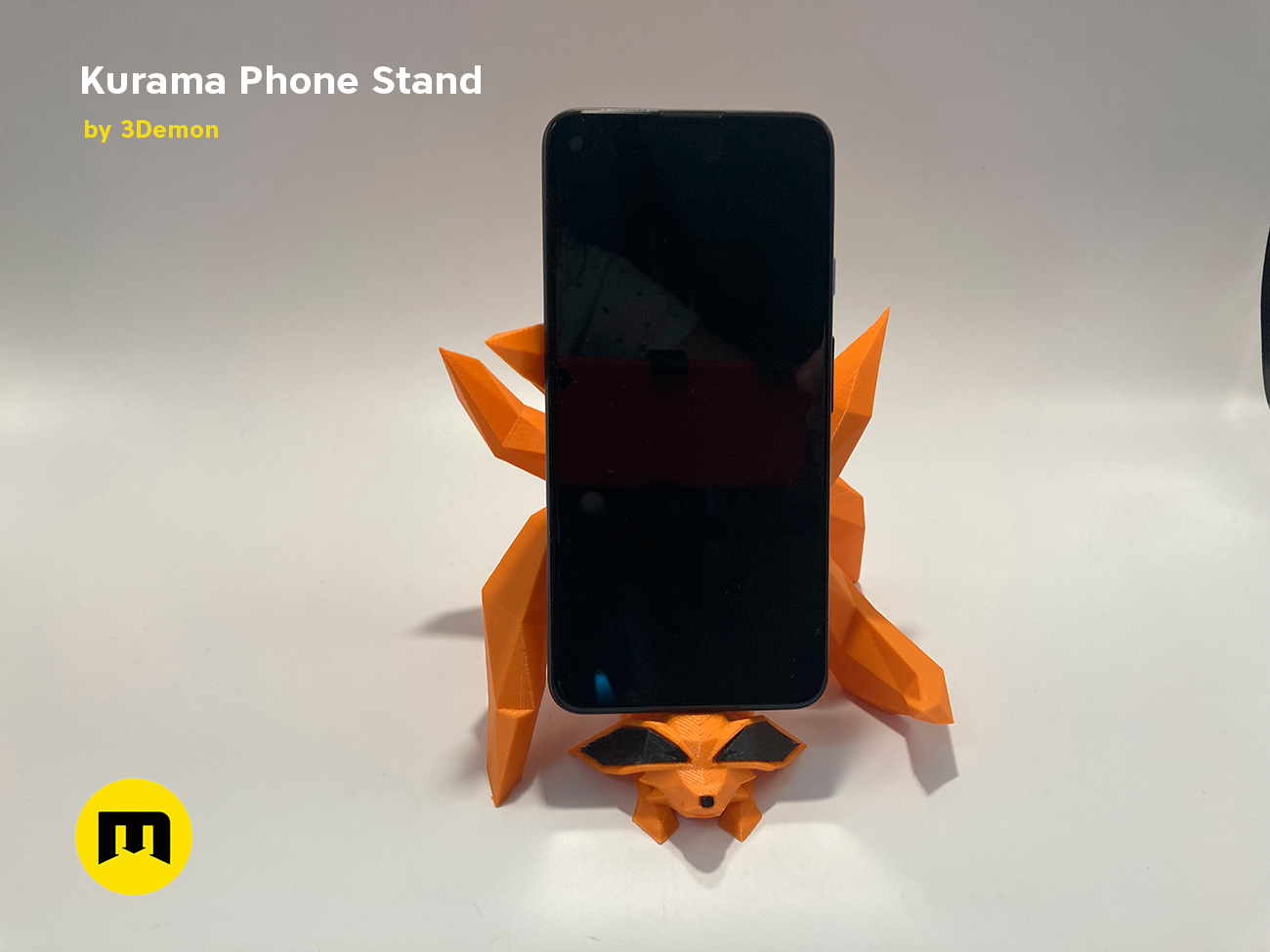 3D model of Kurama Phone Stand STL, back detail of the design