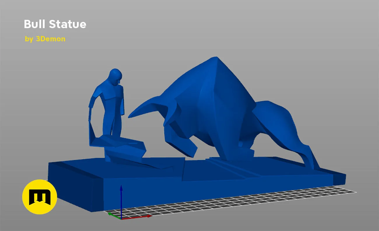 3D model render of Bull Statue - Dune, dynamic charging pose, collectible figure STL
