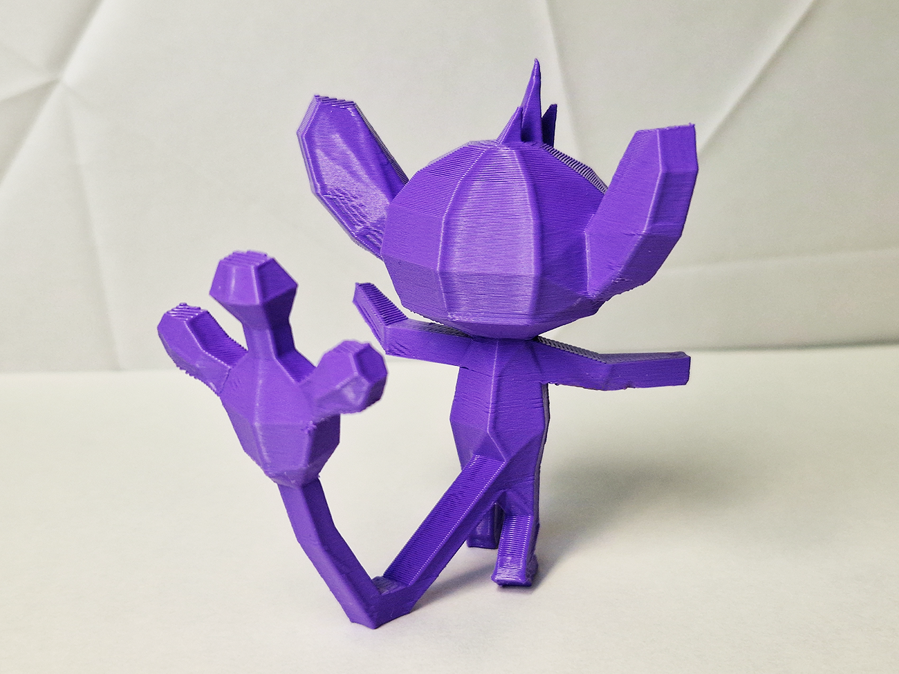 3D model render of Aipom collectible figure, purple Pokémon with detailed ears and tail, 3D print