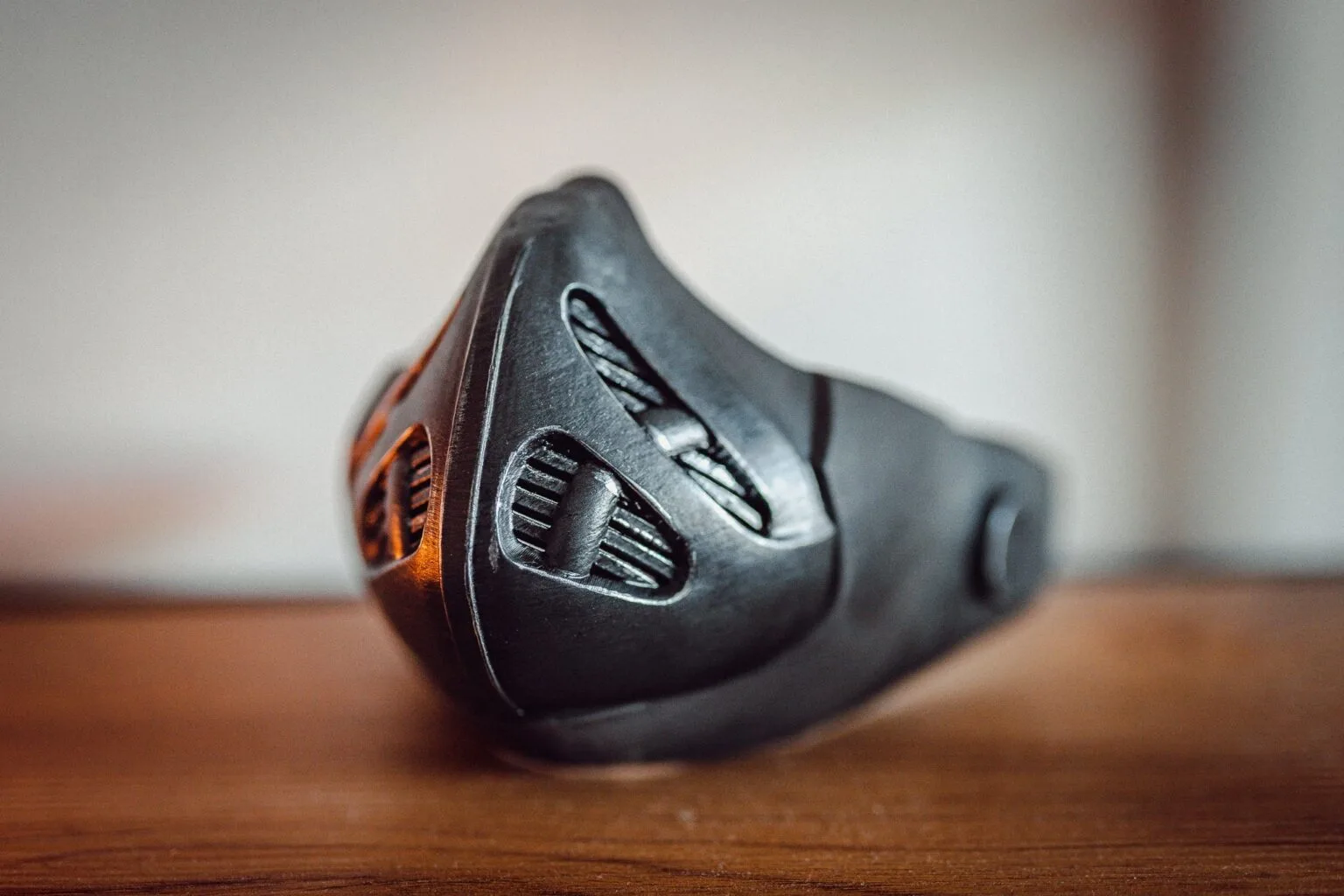 3D visualization of Fremen Stillsuit Mask - Dune, detailed side view, 3D print cosplay prop