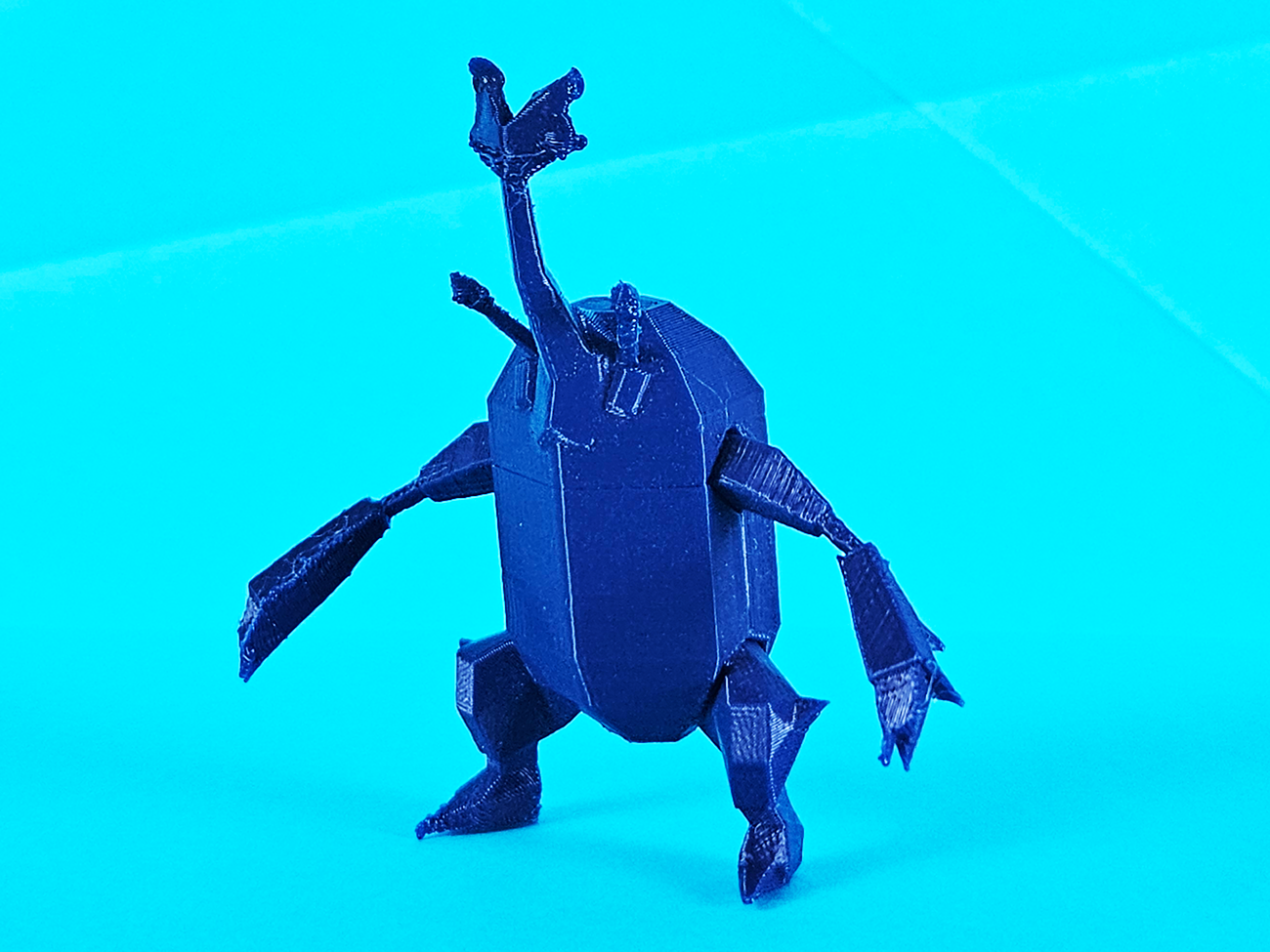 3D model render of Heracross STL, side view, Pokémon collectible figure