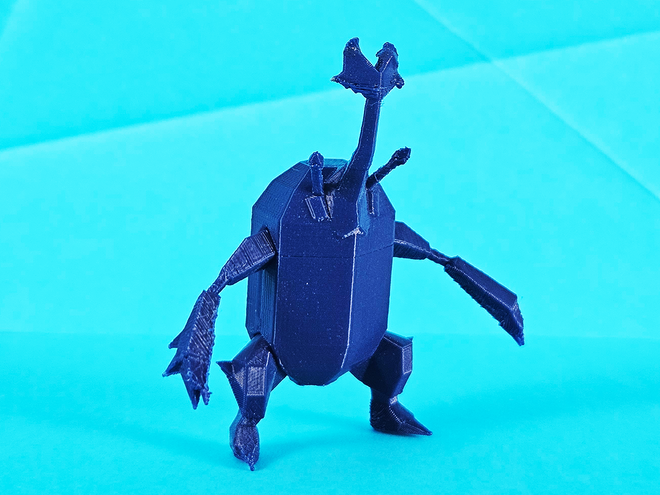 3D model render of Heracross STL, side view, Pokémon collectible figure