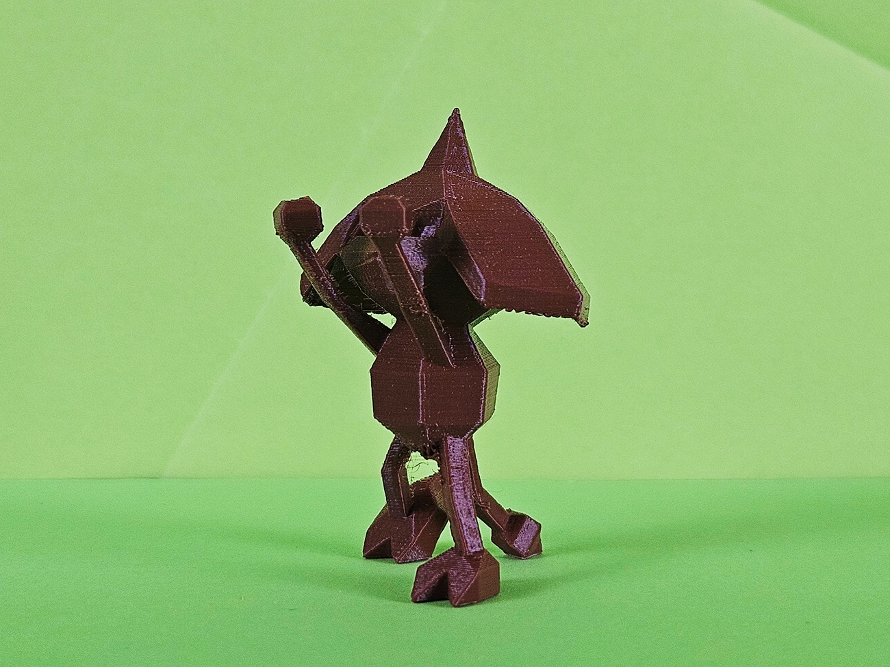 3D model render of Hitmontop collectible figure, side pose with signature headgear, 3D print