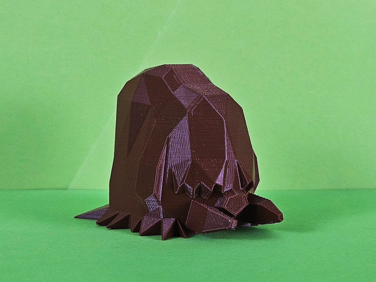 3D model render of Piloswine STL, dark maroon fantasy creature, 3D print collectible figure