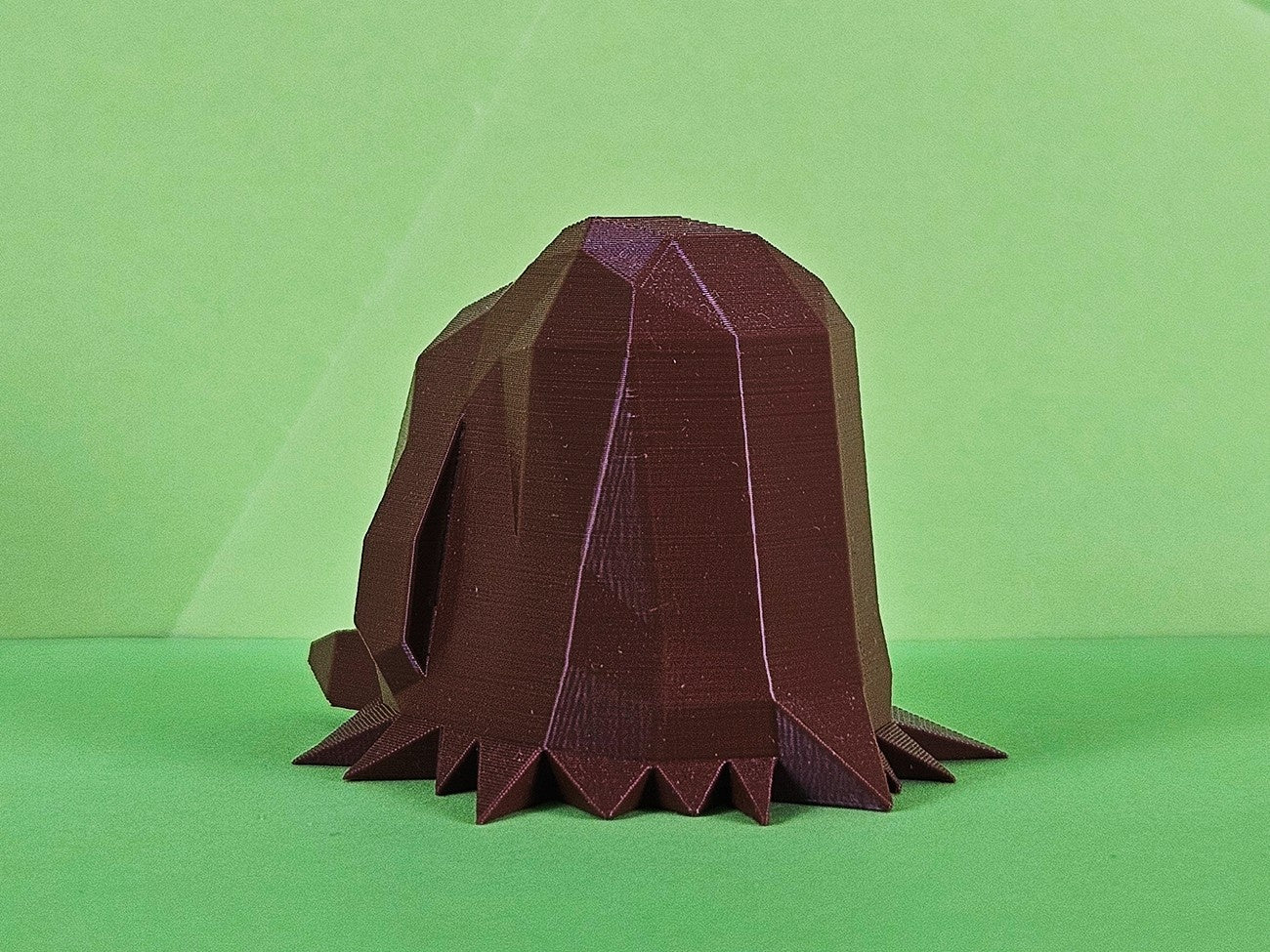 3D visualization of Piloswine STL, dark maroon fantasy creature with spiked base, collectible figure