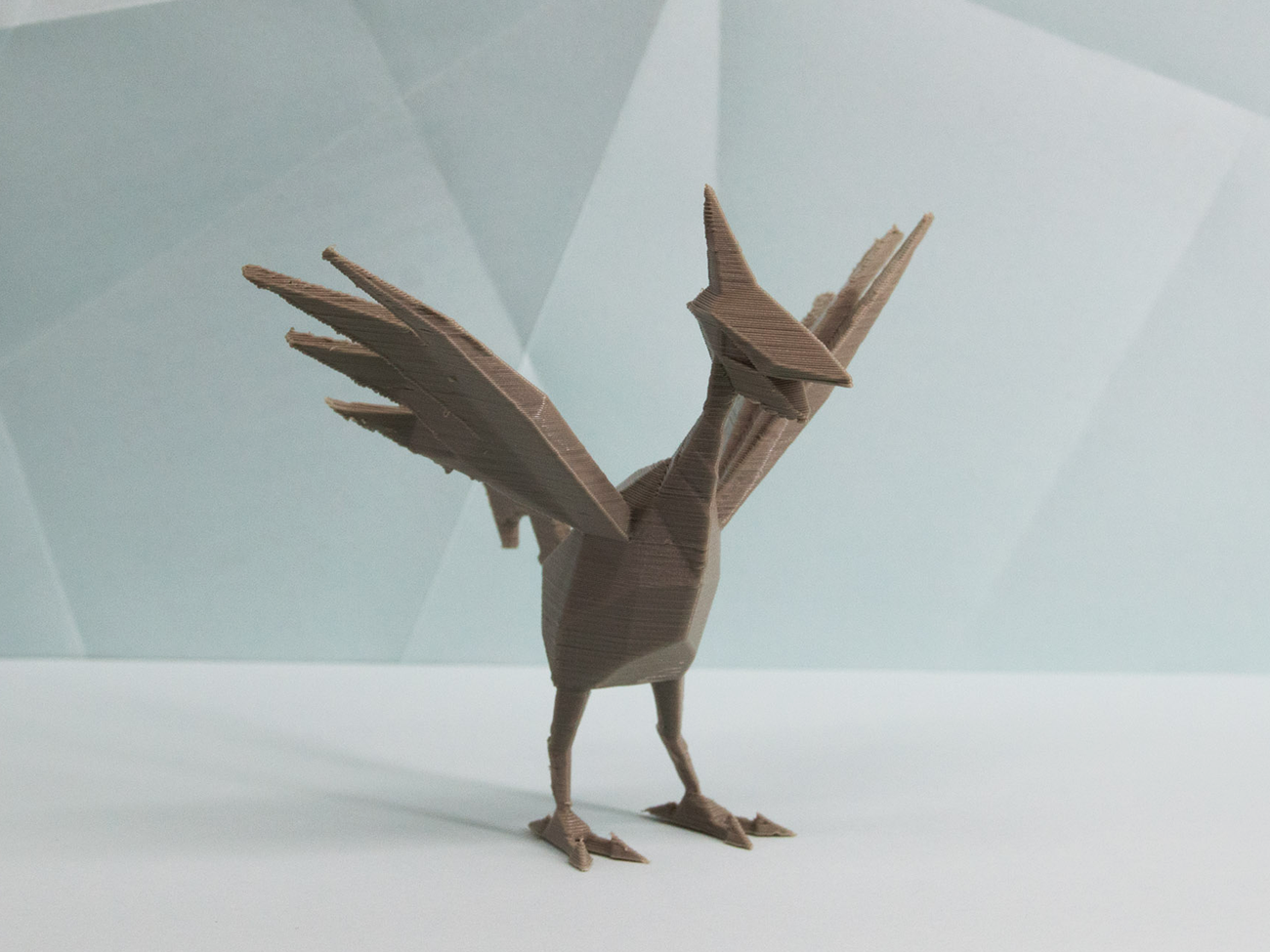 3D visualization of Skarmory STL, armored bird with spread wings, 3D print collectible figure
