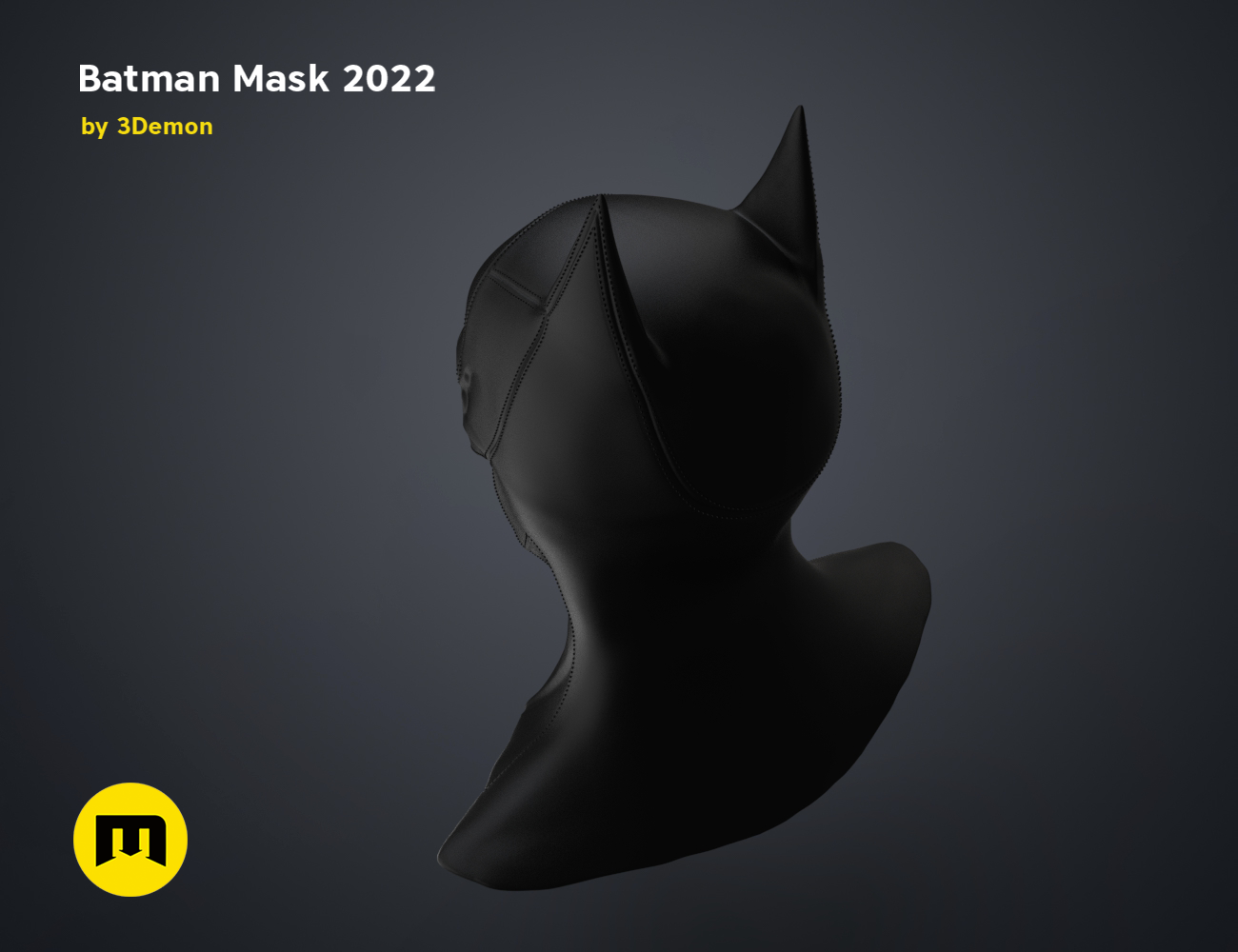 3D model render of Batman Mask – The Batman, side view, 3D print cosplay prop