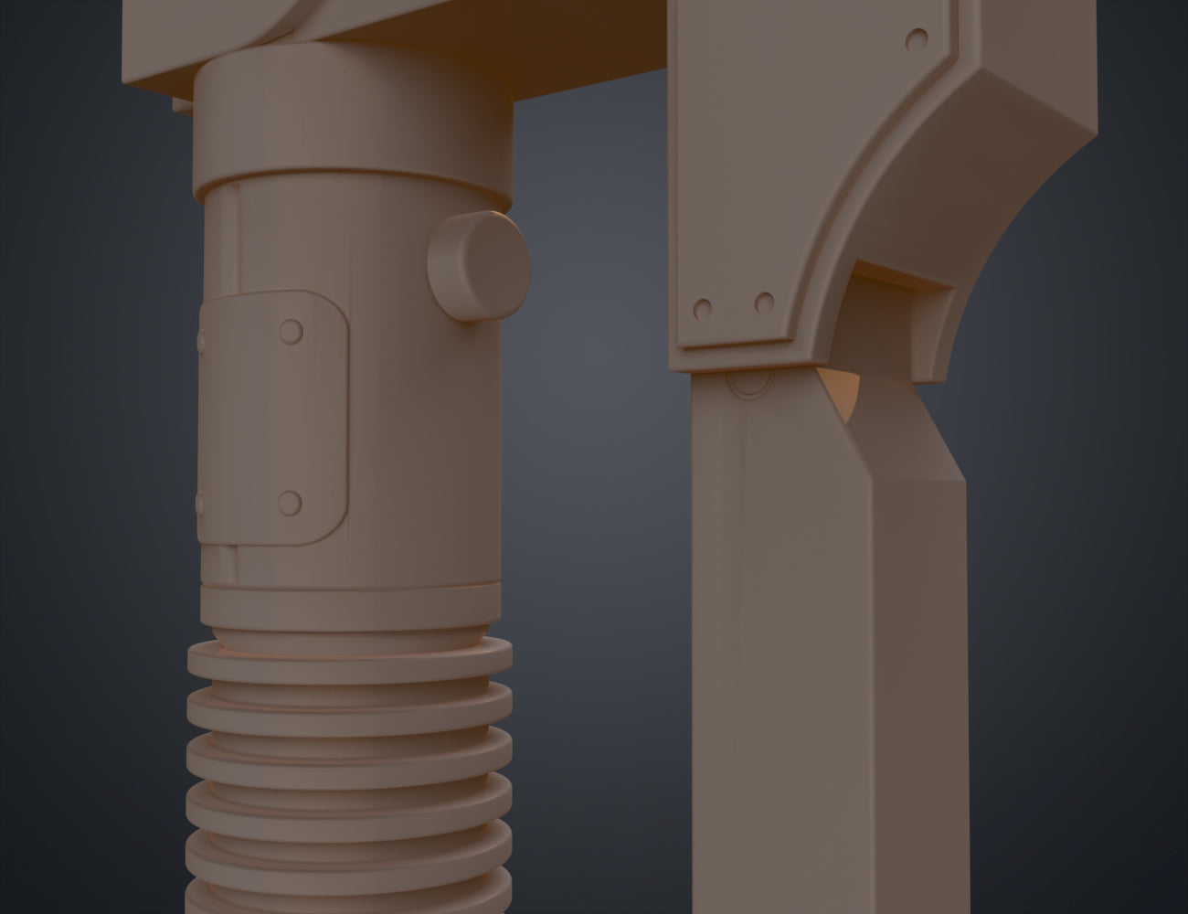 Ezra Bridger’s Lightsaber STL, brown hilt with curved guard, 3D print cosplay prop
