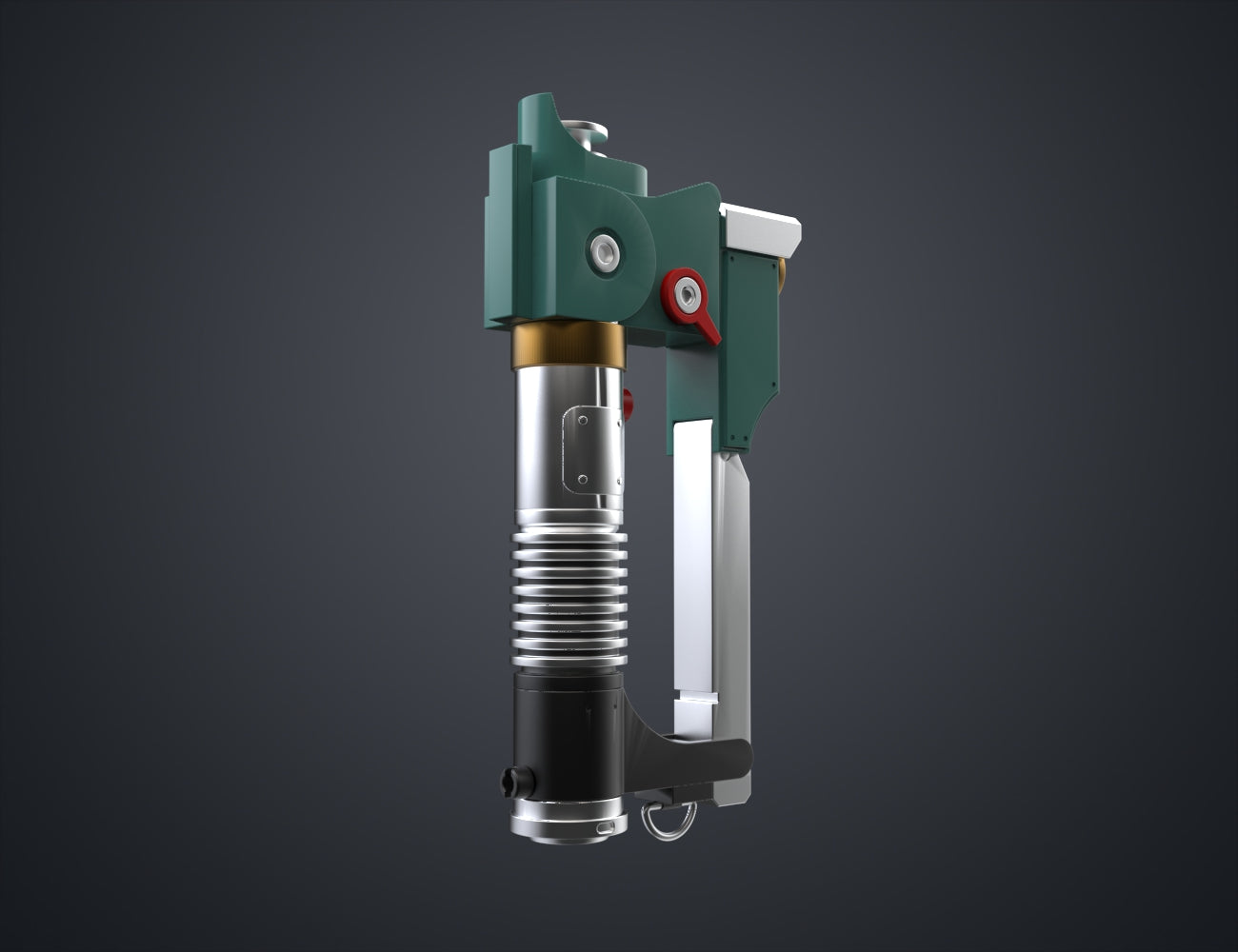 Ezra Bridger's Lightsaber STL, green hilt with metallic blade, 3D print cosplay prop