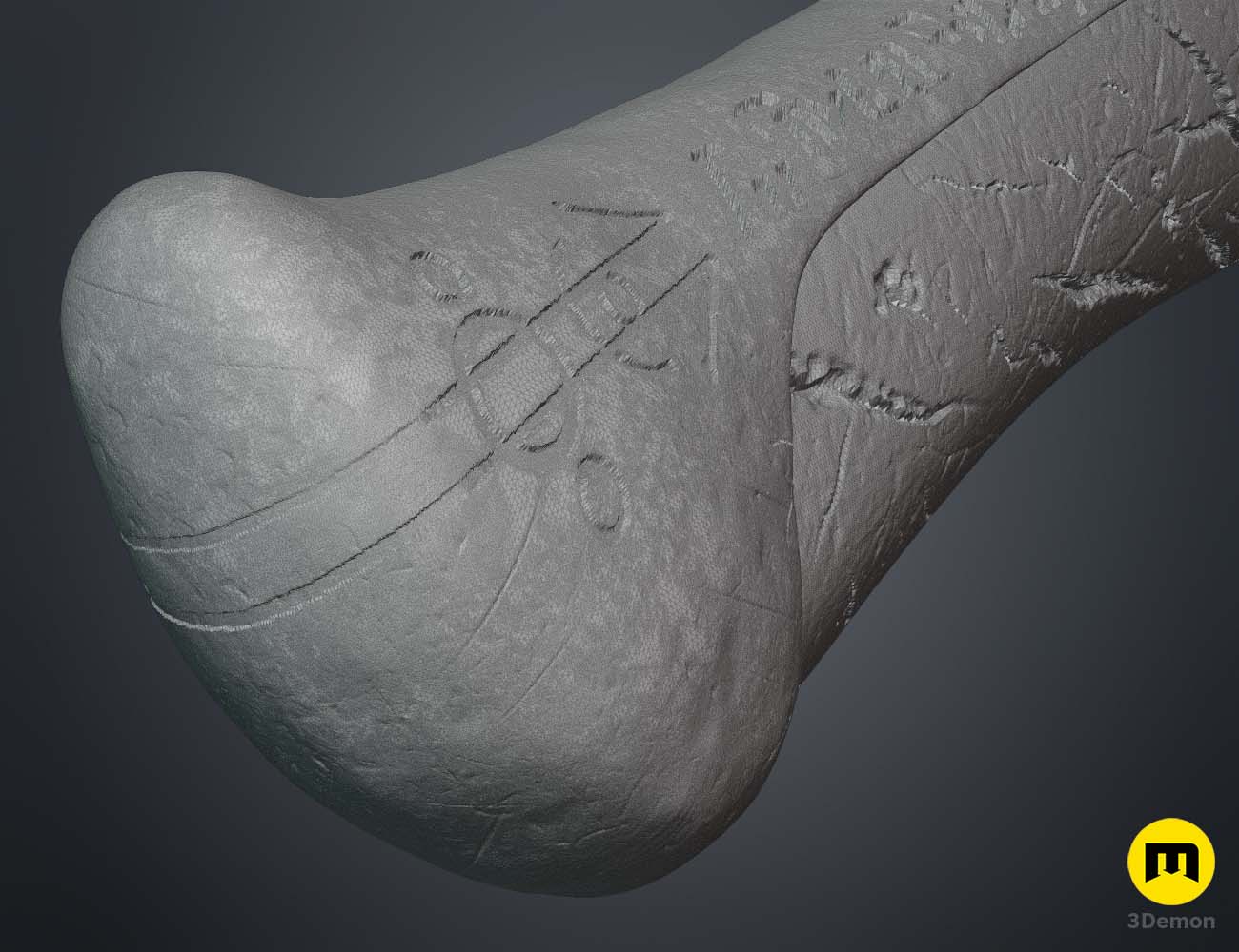 Wireframe mesh render of Paul Atreides Crysknife STL, side polygon structure, Dune 3D print cosplay prop