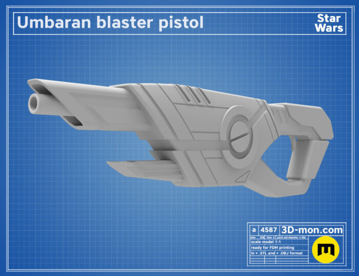 Umbaran Blaster Pistol — 3D printable STL model