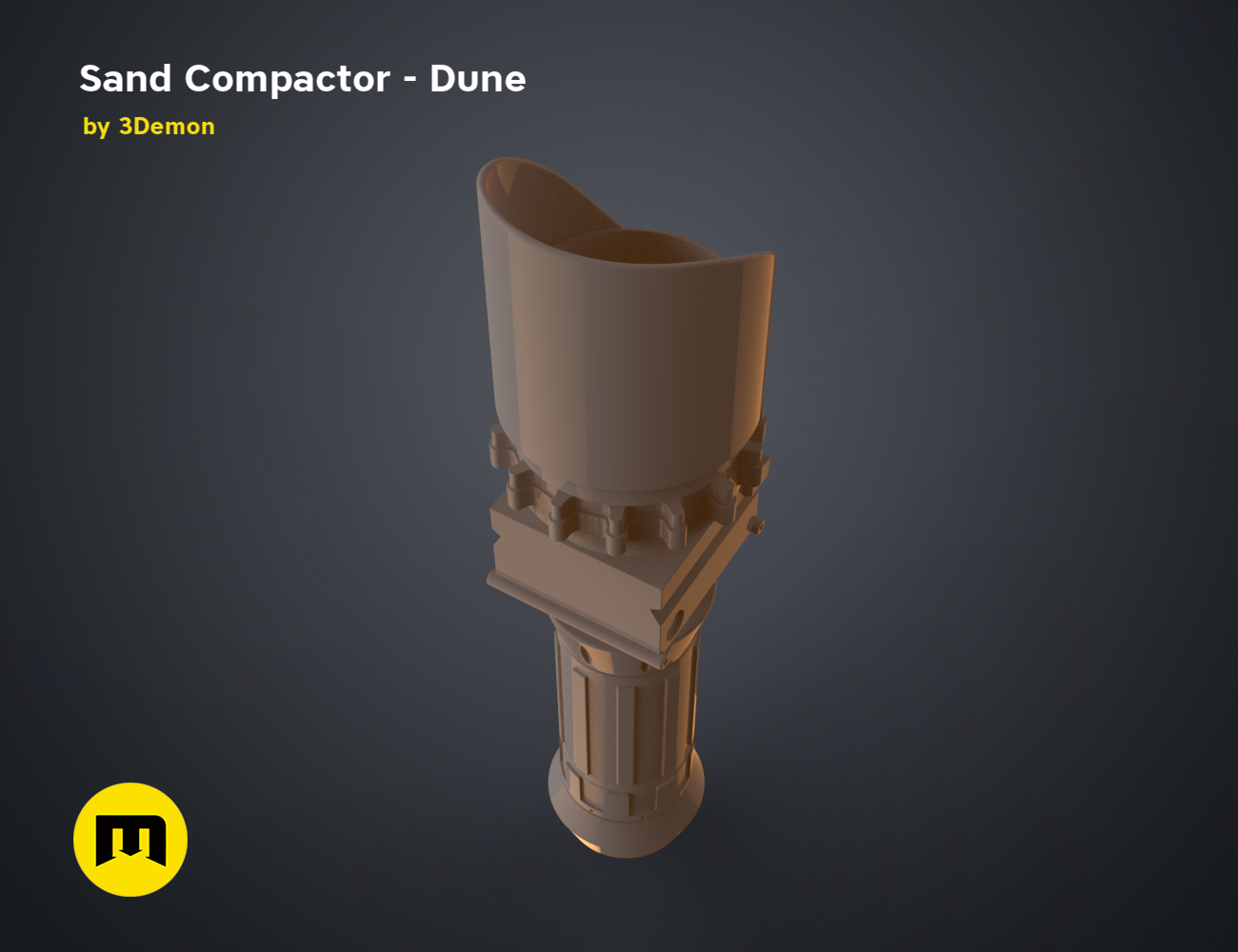 3D model render of Sand Compactor - Dune, sci-fi texture tool for 3D print